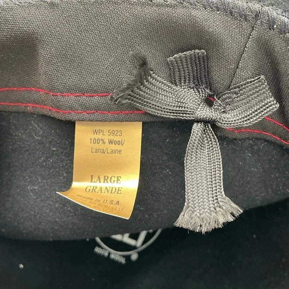 Lite Felt wool Black Fedora Hat with black trim size L
